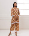Noor Coral Dabu Block Butta Printed Kurta Pant Set