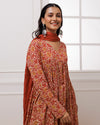 Noor Coral Dabu Block jaal Printed Gathered Suit set