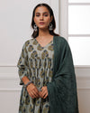 Noor Green Dabu Block Butta Printed Gathered Suit set