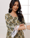 Noor Green Dabu Block Butta Printed Kurta Pant Set