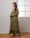 Noor Green Dabu Block jaal Printed Gathered Suit set