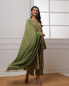 Noor Green Dabu Block jaal Printed Gathered Suit set
