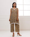 Noor Grey Dabu Block Jaal Printed Kurta Pant Set