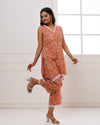 Noor Coral Dabu Block Jaal Printed Kurta Pant Set