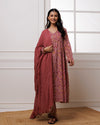 Noor Pink Dabu Block jaal Printed Gathered Suit set