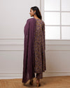 Noor Violet Dabu Block jaal Printed Gathered Suit set