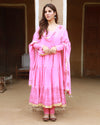 Bahaar Pink Handblock Printed Anarkali Suit Set
