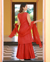 Sitara Red Lurex Sharara Set ( Set of 3 )