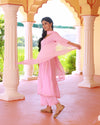 Sitara Baby Pink Lurex A-line Suit Set ( Set of 3 )