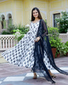 Rosemerry Sanganeri Hand Block Printed Anarkali Set (Set of 3)