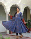 Sunkissed Dabu Print Anarkali Kurta Pant Set ( Set of 3 )