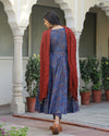 Sunkissed Dabu Print Anarkali Kurta Pant Set ( Set of 3 )
