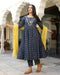 Sparkle Bagru Print Anarkali Kurta Pant Set ( Set of 3 )