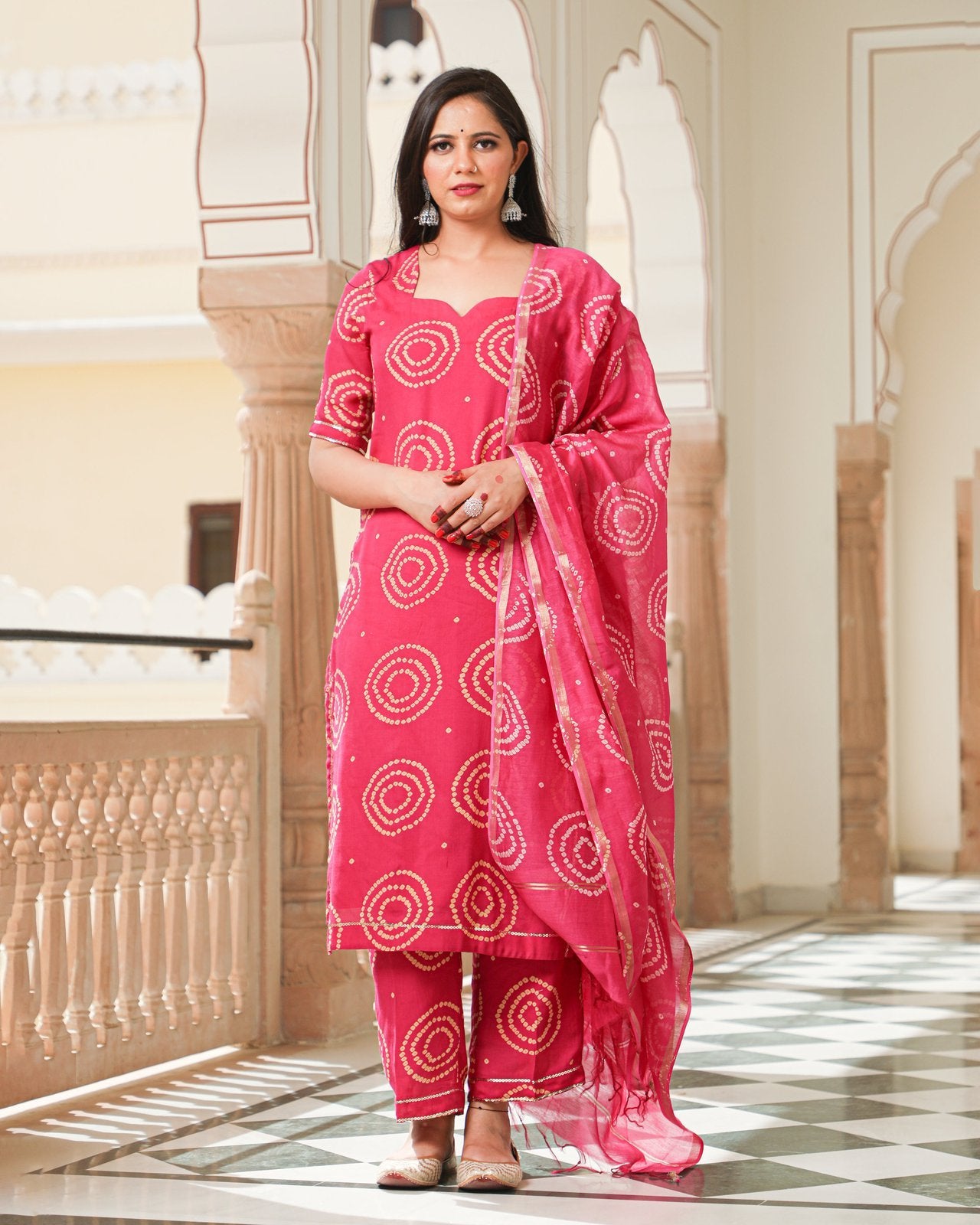 Magenta Modal Bandhani Suit Set