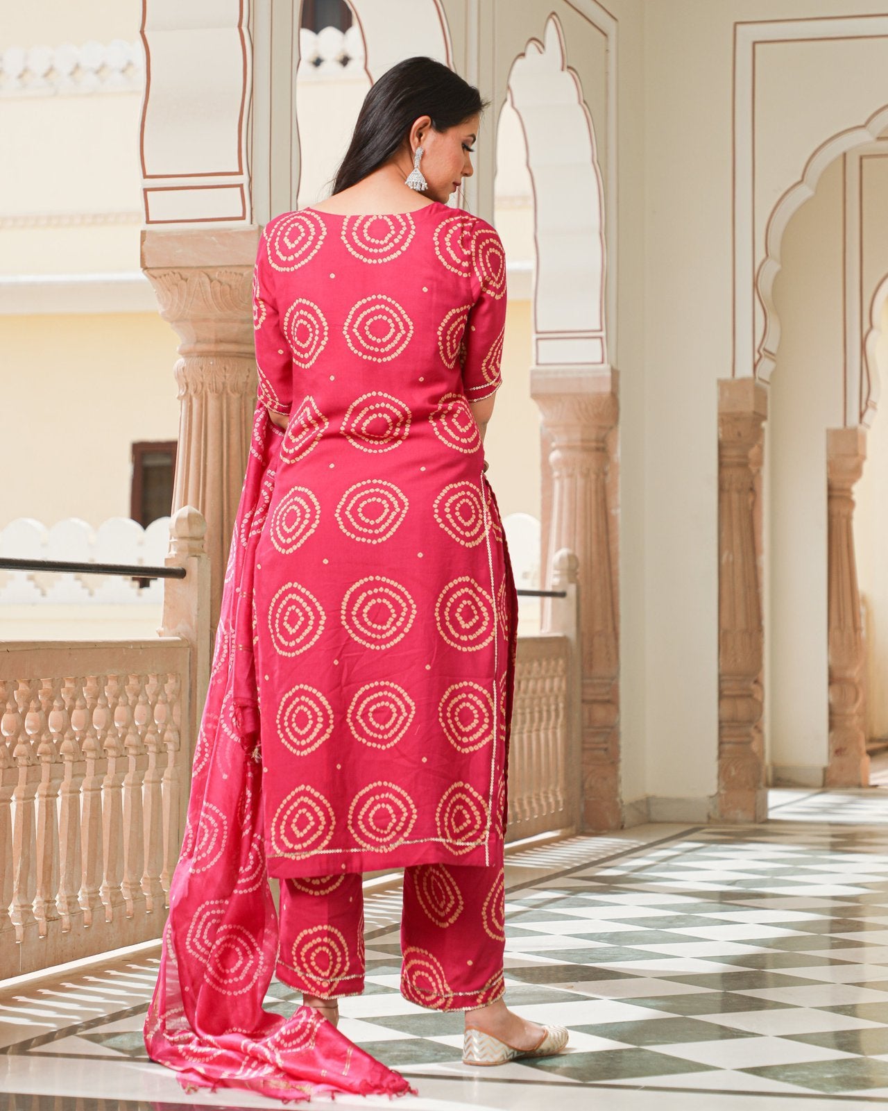 Magenta Modal Bandhani Suit Set