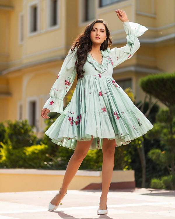 Poppy Hand Block Printed Mulmul Dress