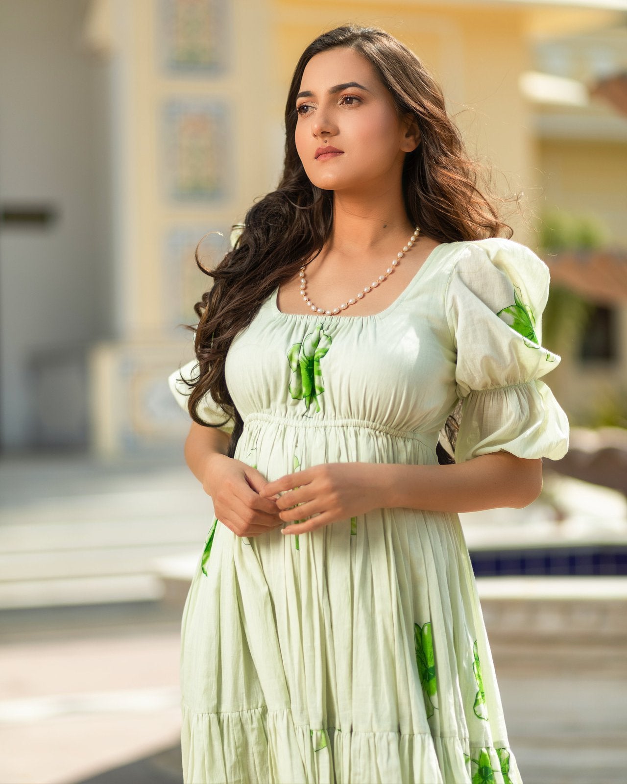 Iris Hand Block Printed Mulmul Dress