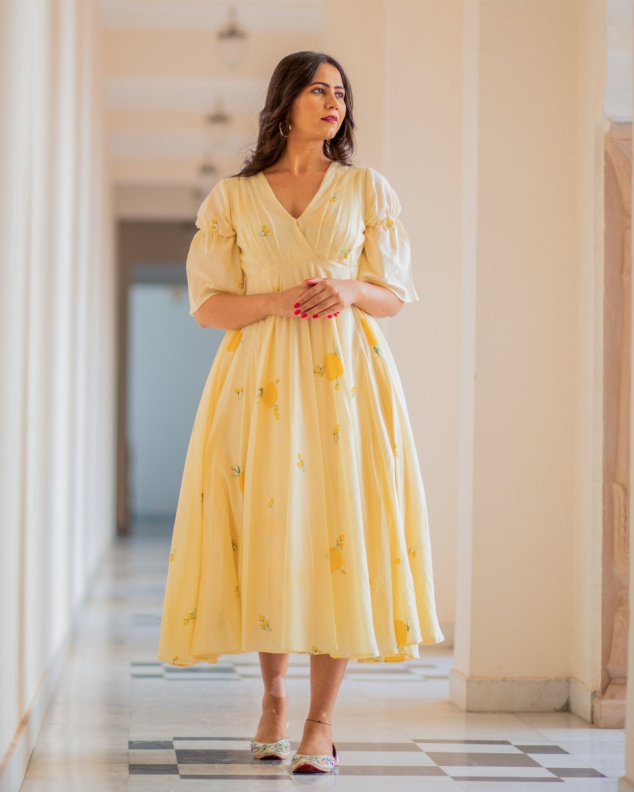 Rosie Block Print Mulmul Midi Dress
