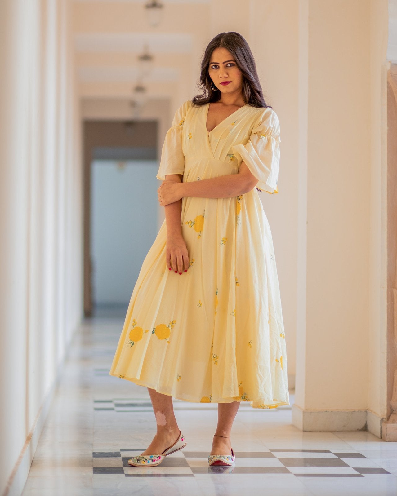 Rosie Block Print Mulmul Midi Dress