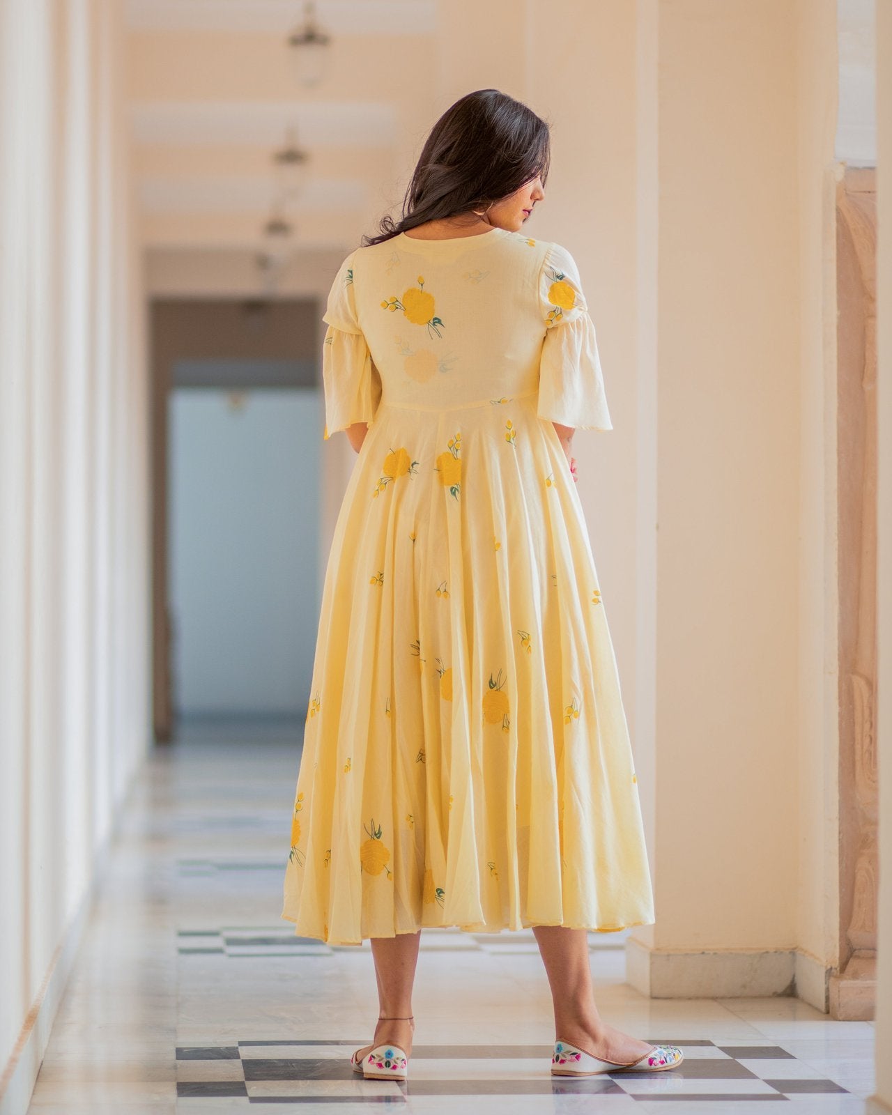 Rosie Block Print Mulmul Midi Dress