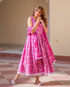 Pink Dabu Print Cotton Dress Set