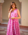 Pink Dabu Print Cotton Dress Set
