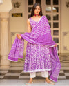 Purple Dabu Print Cotton Dress Set