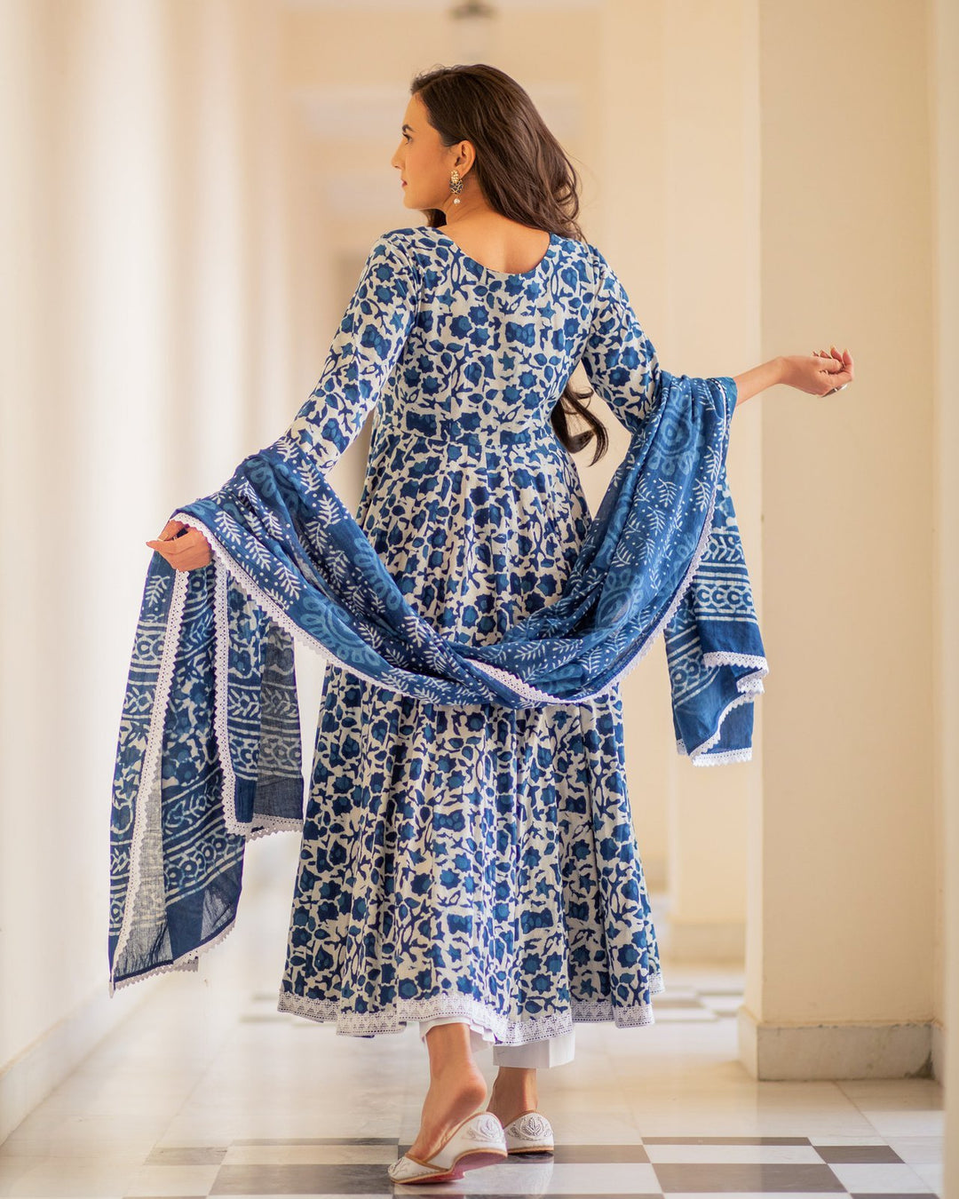 Buy Indigo Dabu Print Cotton Dress Set | Baisacrafts