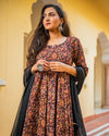 Black & Red Bagru Print Dress Set