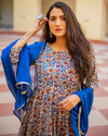 Indigo Orange Bagru Print Dress Set