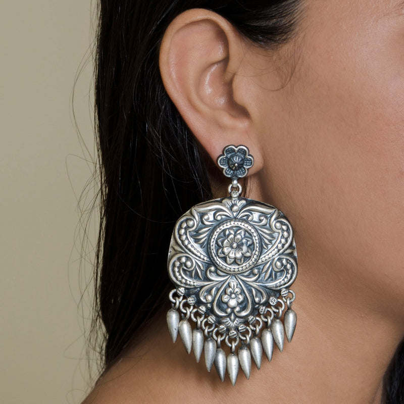 Silver Tribal Handcrafted Earrings Baisa