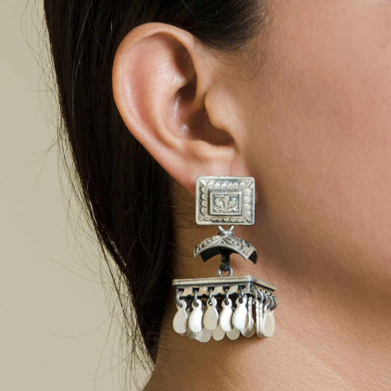 Silver Baisa Tribal Handcrafted Earrings