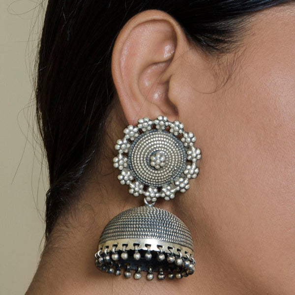 Silver Handcrafted Jhumka Earrings Baisa