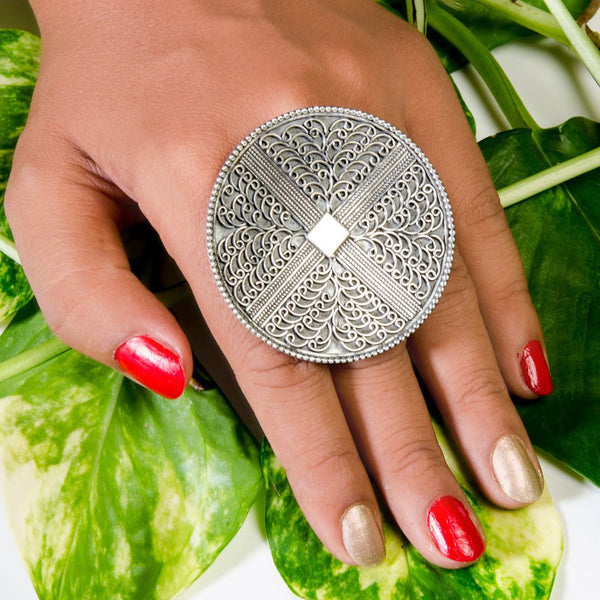 Jaal Design Silver Tribal Ring