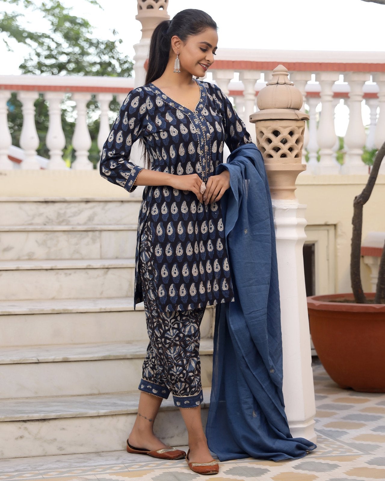 Daksha Dabu Cotton Co-Ord Set (Set of 2)