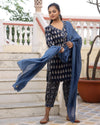 Dishy Bagru Print Straight Kurta Pant Set ( Set of 3 )
