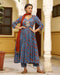 Sunlit Dabu Print Anarkali Kurta Pant Set ( Set of 3 )
