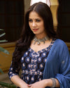 Alluring Bagru Print Anarkali Kurta Pant Set ( Set of 3 )