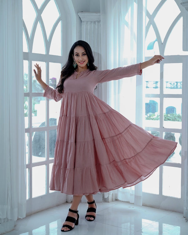 Tulips Solid Mul Tier Midi Dress