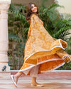 Mustard Dabu Print Cotton Dress Set