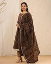 Heron Dabu Print Cotton Anarkali Suit Set ( Set of 3 )