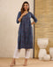 Indigo Dabu Hand Block Printed Cotton Gathered Kurti Baisa