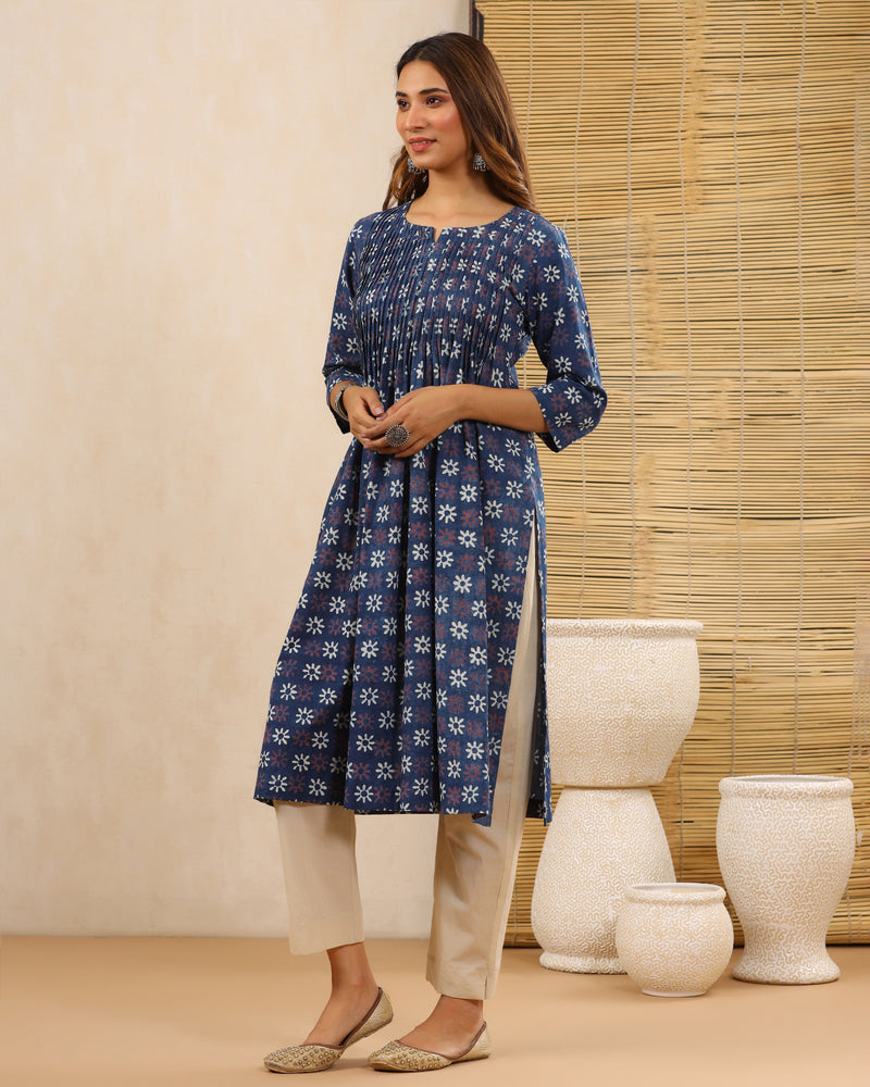Dabu Hand Block Printed Cotton Kurti