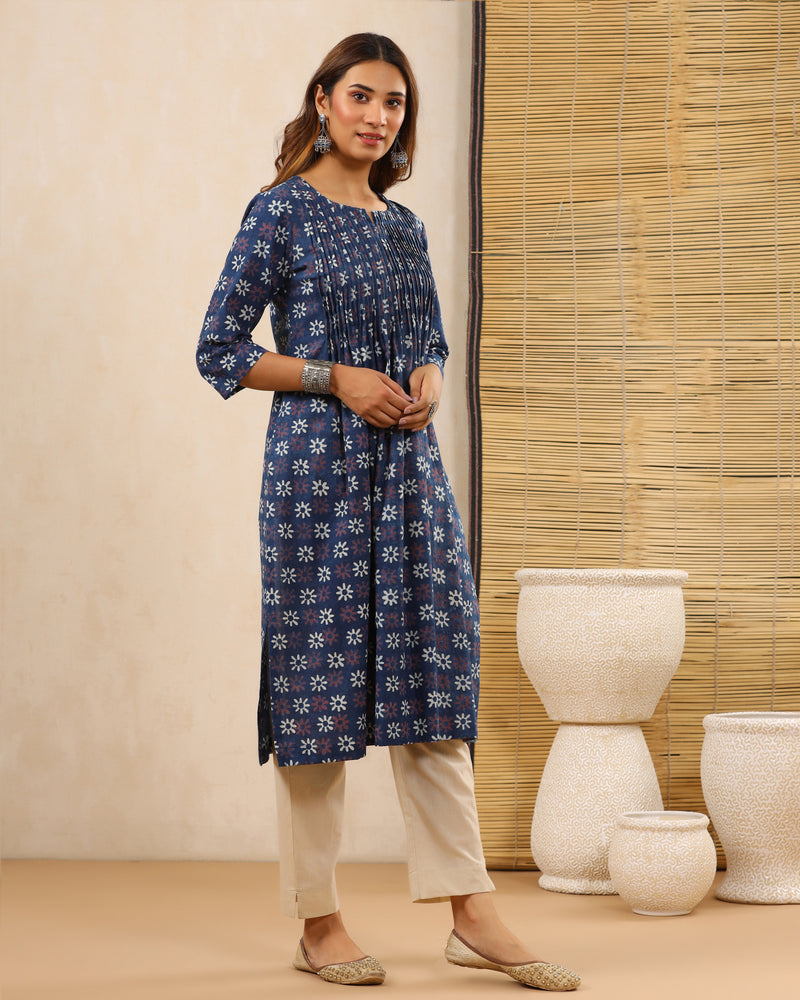 Dabu Hand Block Printed Cotton Kurti