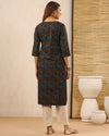 Black Dabu Hand Block Printed Cotton Printex Kurti