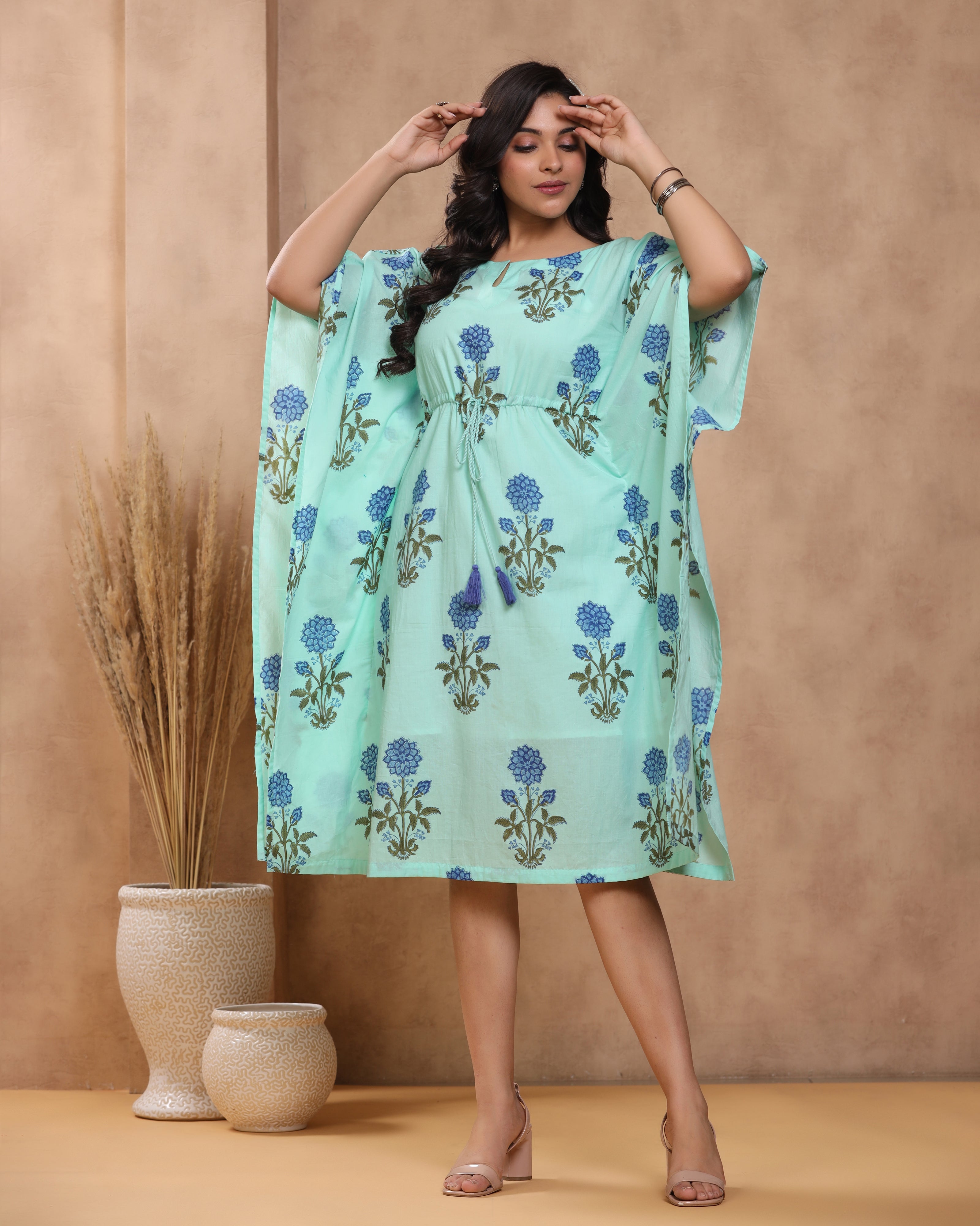 Helios Hand Block Print Cotton Kaftan