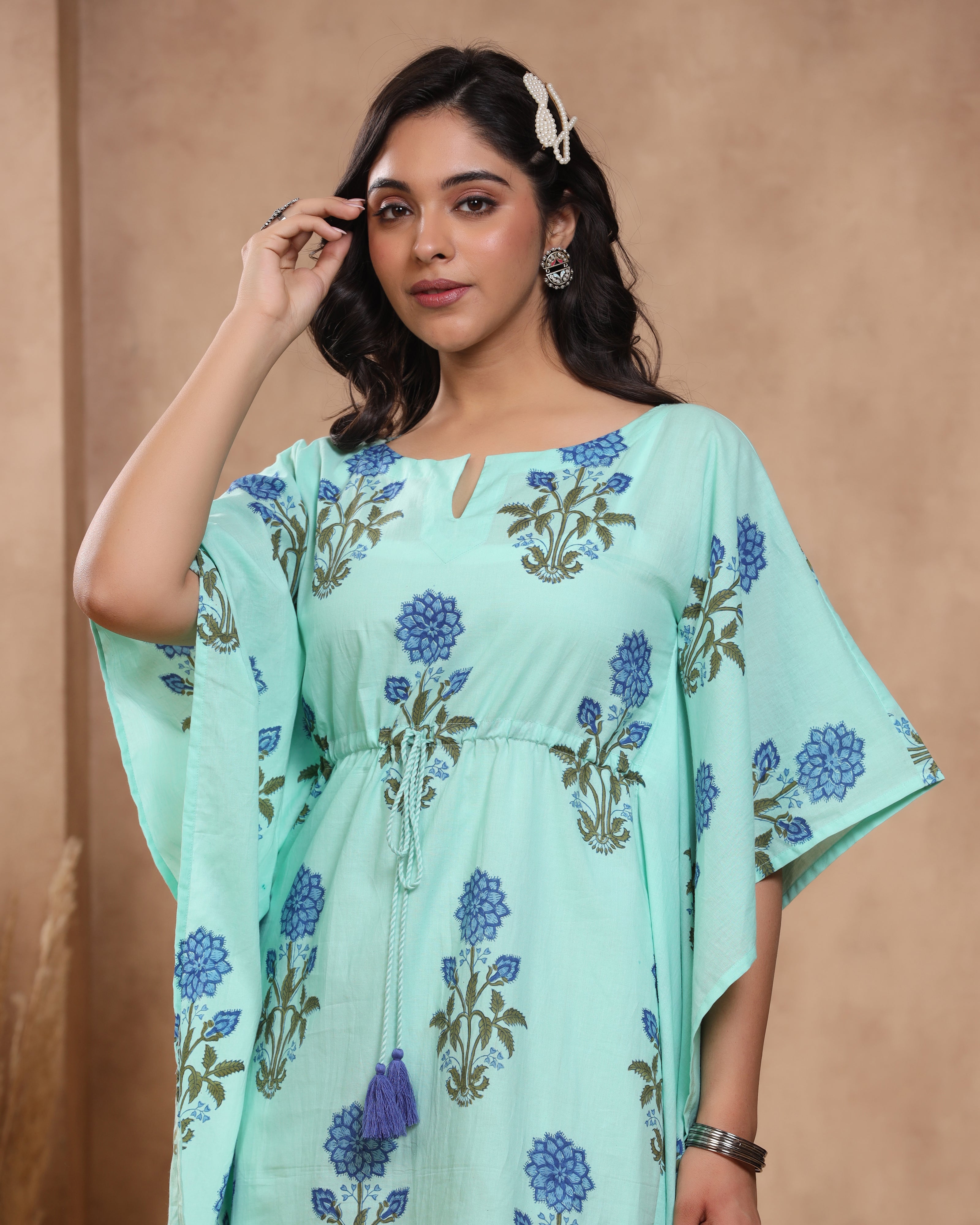 Helios Hand Block Print Cotton Kaftan
