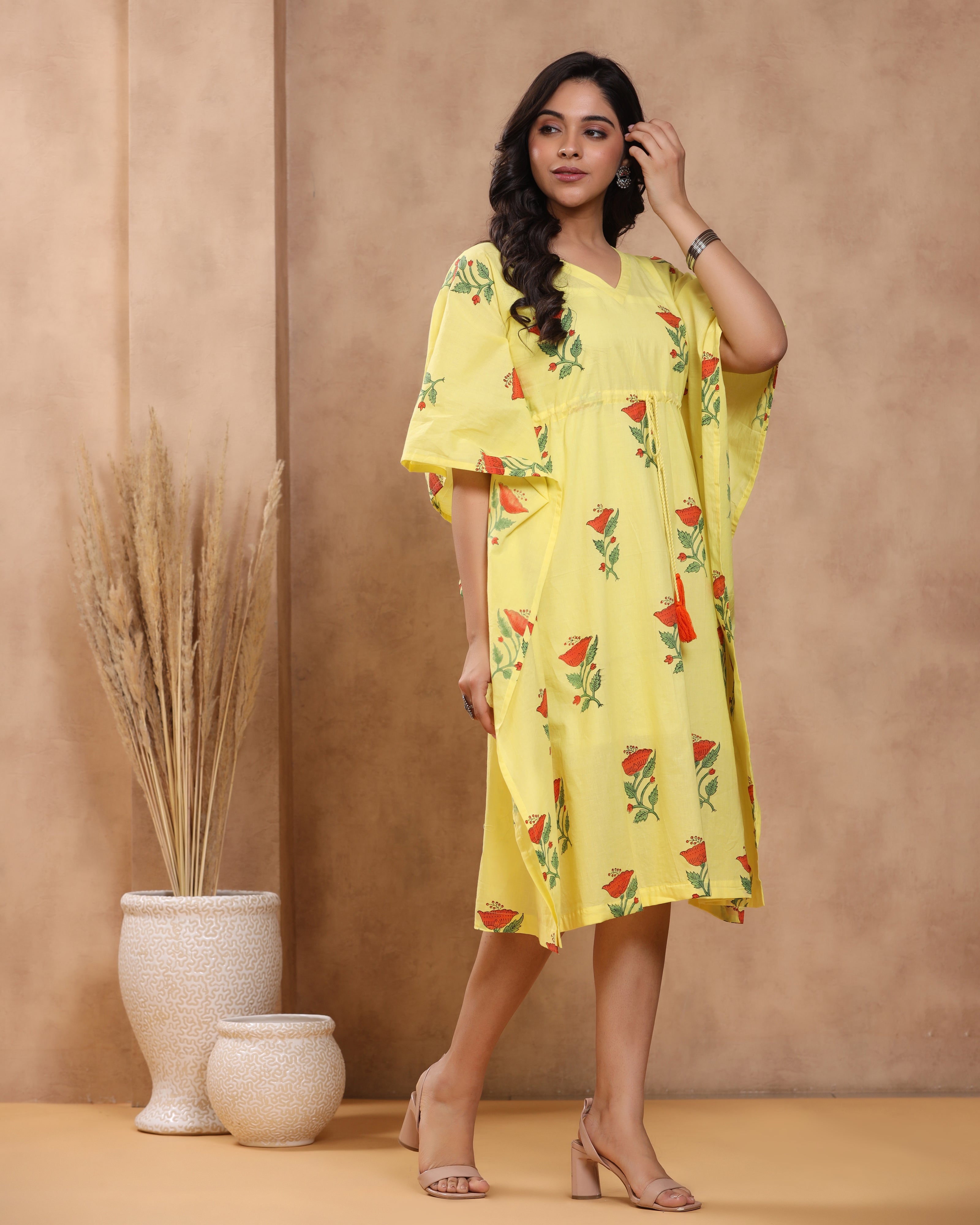 Stardust Hand Block Print Cotton Kaftan