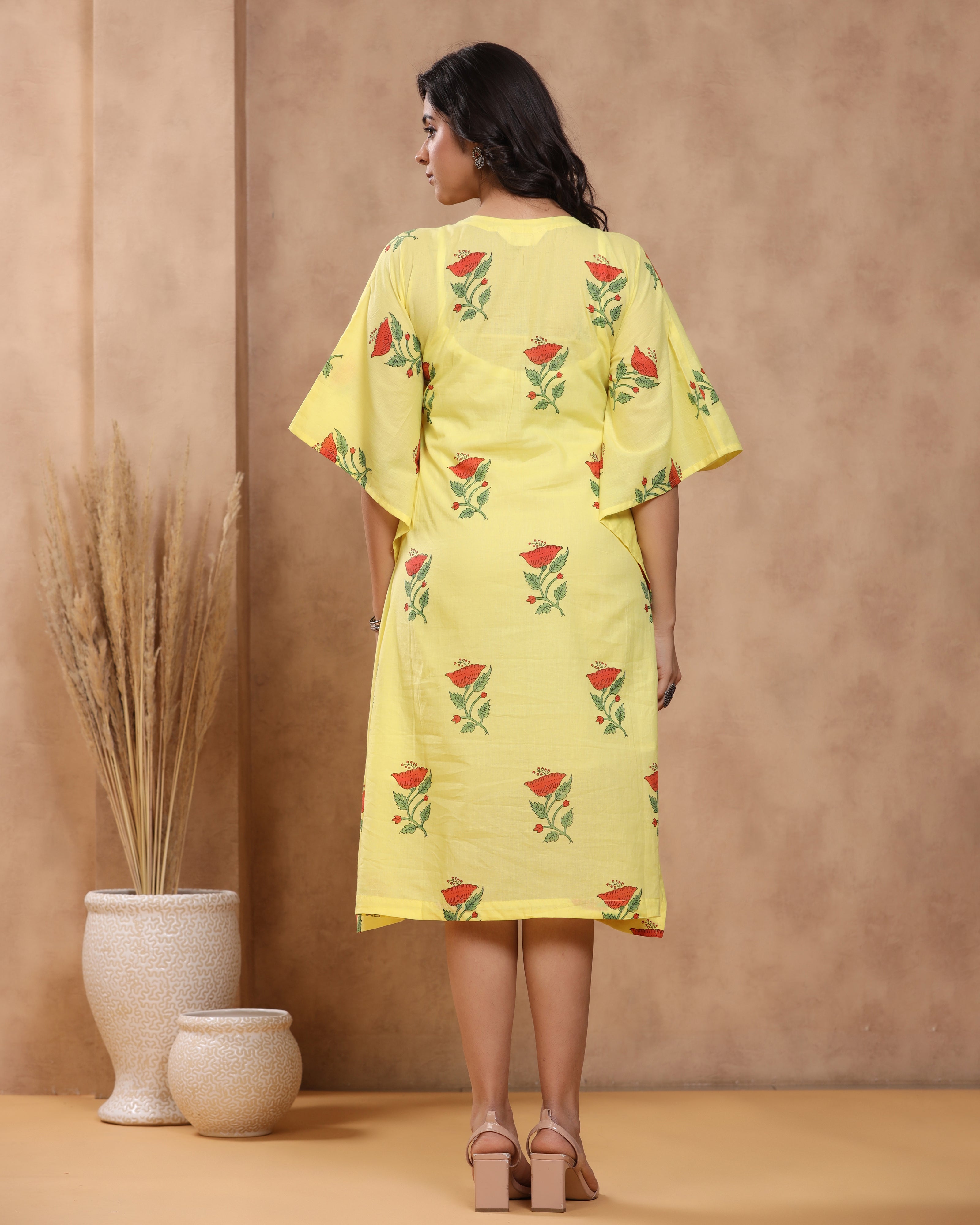 Stardust Hand Block Print Cotton Kaftan