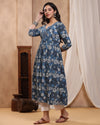 Indigo Kashish Dabu Baisa Hand Block Printed Cotton Gathered Kurti